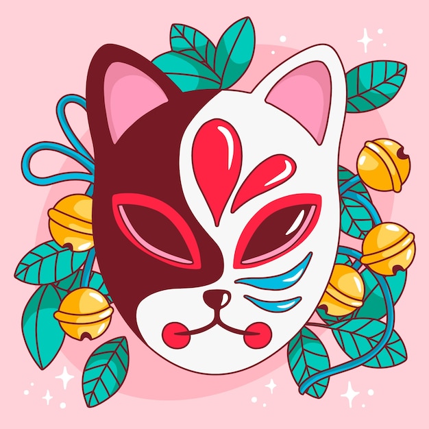 Bezpłatny plik Wektor ręcznie rysowane ilustracja maski kitsune