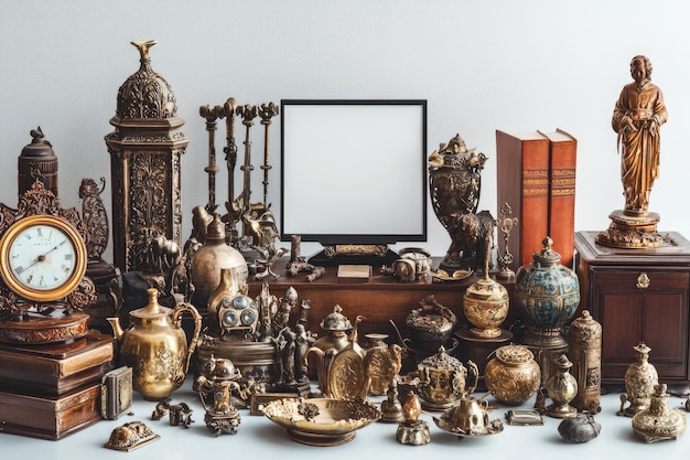 Foto assortimento di oggetti per il mercato delle antichità