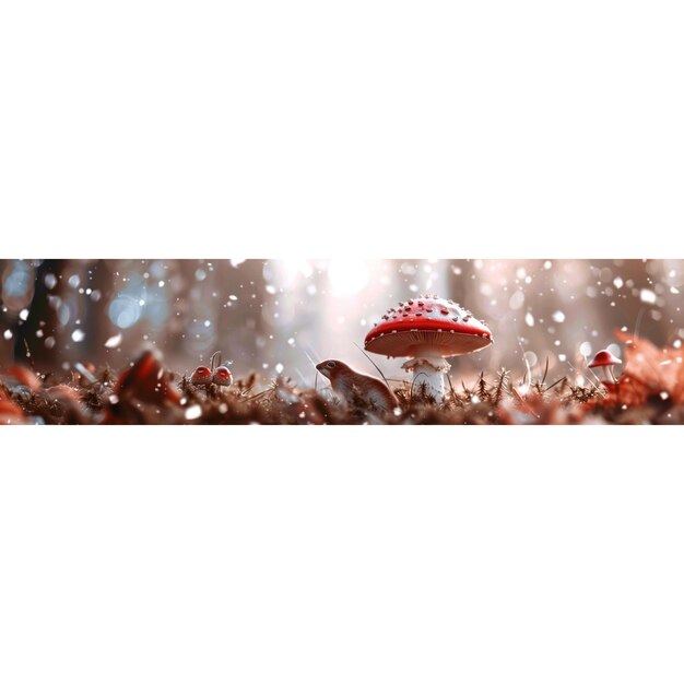 Foto ein rotes objekt in der luft mit dem schnee, das darauf fällt