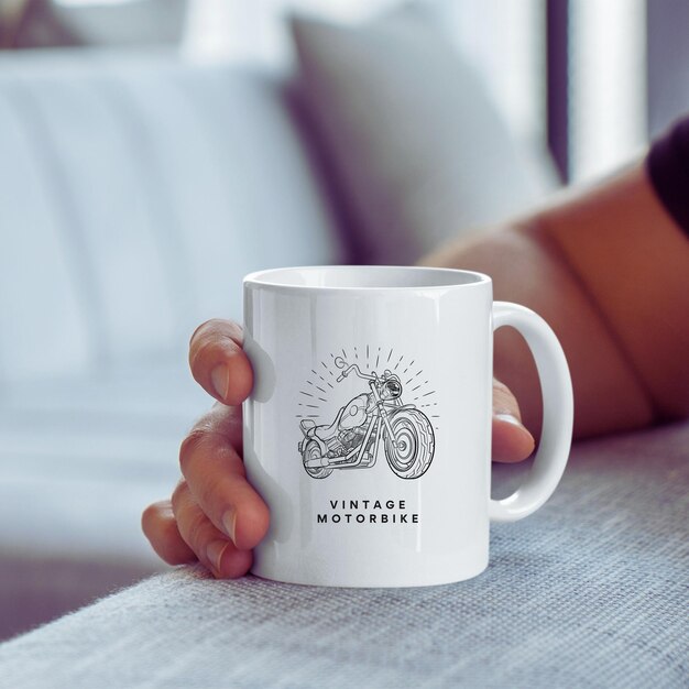 Foto grauer und weißer minimalistischer kaffeetasse-mockup-instagram-post