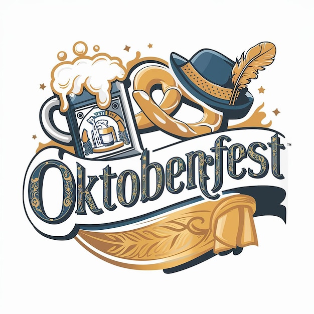 Foto logotipo festivo do oktoberfest com xícara de cerveja e cores de outono