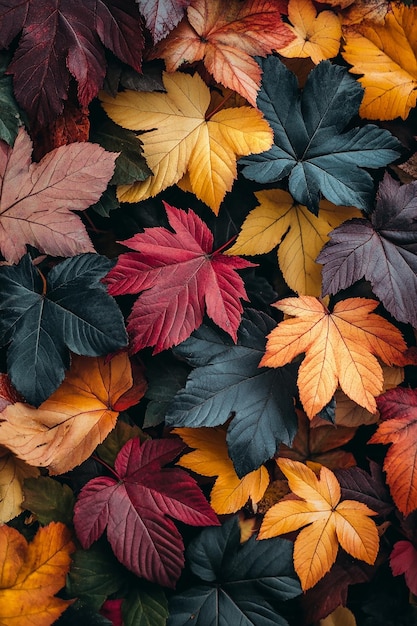 Foto nahaufnahme von lebendigen herbstblättern in einem garten