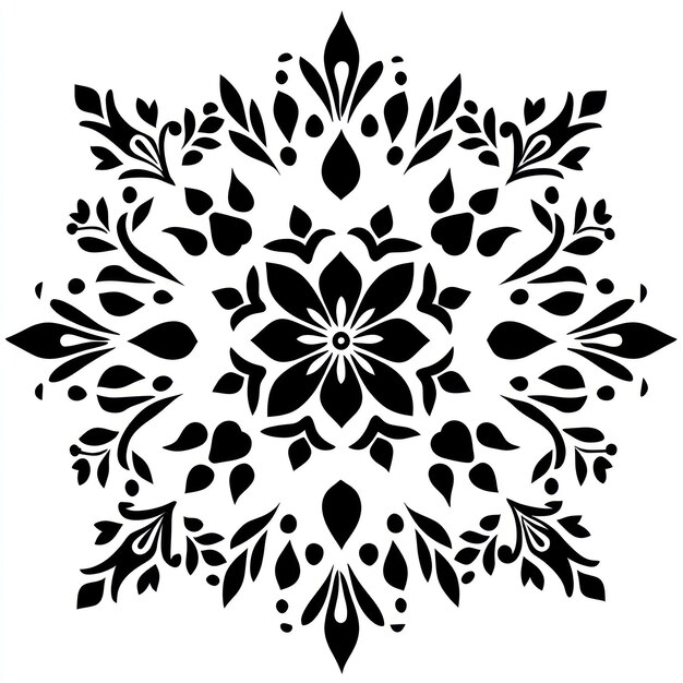 Foto um desenho preto e branco com um desenho de flor nele