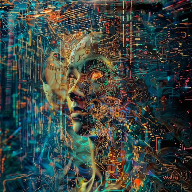 無料Photo digital art of ai technology background