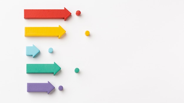 Free Photo flat lay of statistics presentation with chart and arrows