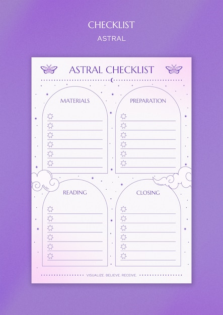 Free PSD astral checklist template