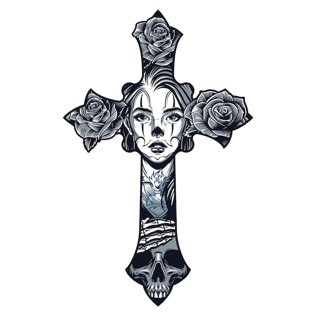 Free Vector chicano style tattoo template