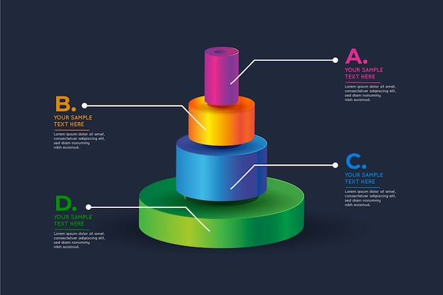 Free Vector colorful 3d bars infographic
