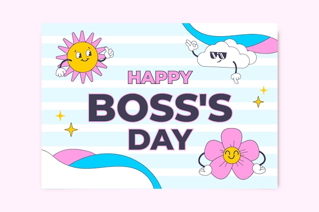 Free Vector creative hand drawn boss day card