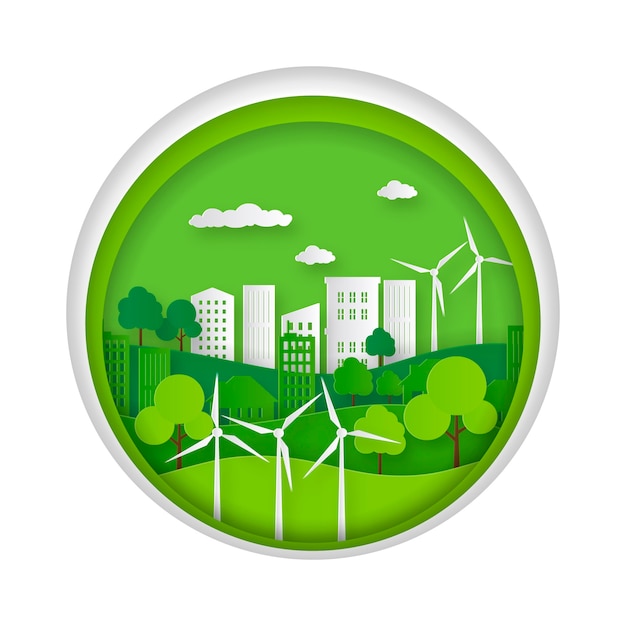 Free Vector ecology concept in paper style