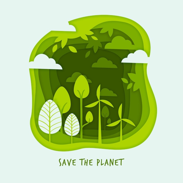 Free Vector ecology concept in paper style
