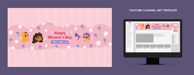 Free Vector flat international women's day youtube channel art