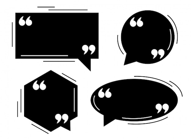 Free Vector four black quotes dialog balloons template set