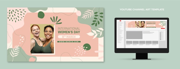 Free Vector hand drawn international women's day youtube channel art