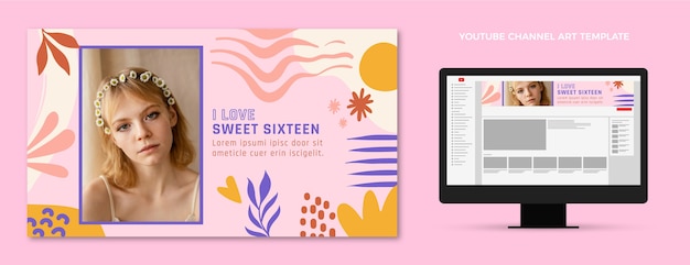 Free Vector hand drawn sweet 16 youtube channel art