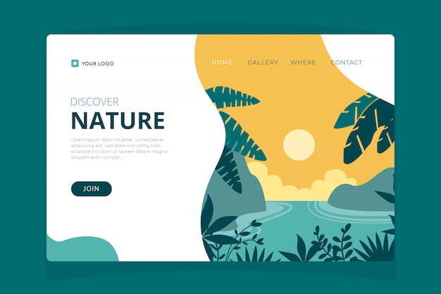 Free Vector nature landing page template
