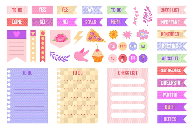 Free Vector planner scrapbook set