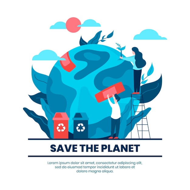 Free Vector save the planet concept