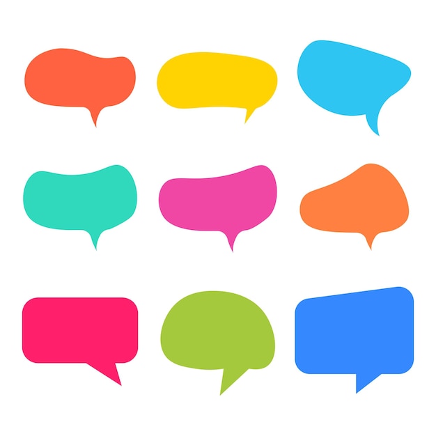 Free Vector set of speech bubbles or chat bubbles doodles hand drawn