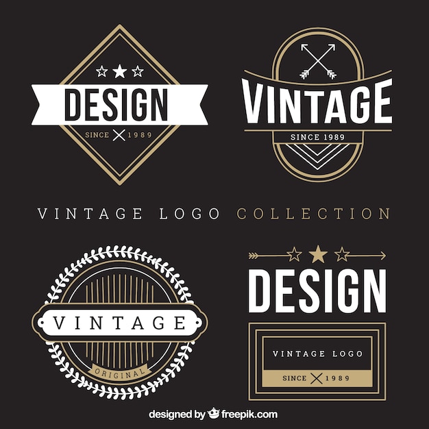 Free Vector several vintage logos with white details