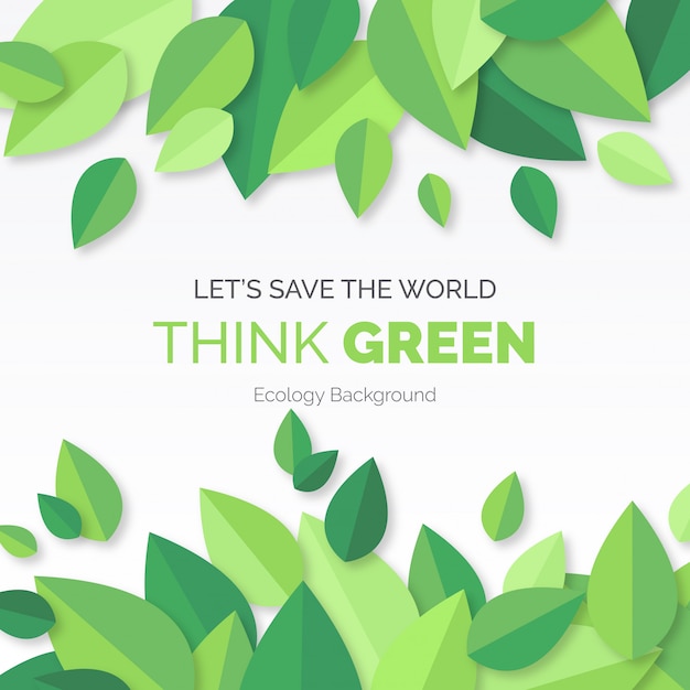 Free Vector think green modern background with leaves