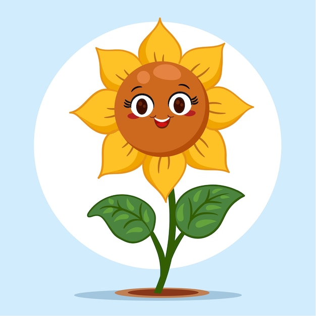 Gratis Vektor håndtegnet solsikke cartoon illustration