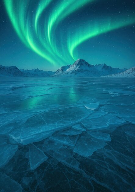 Fotoğraf breathtaking aurora over icy landscape