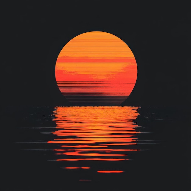Photo vhs orange sun horizon sunset illustration