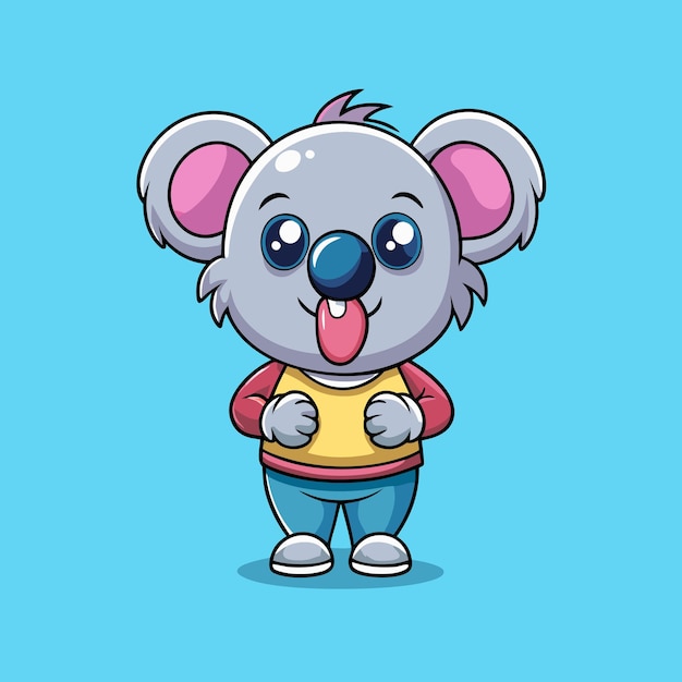 Vector adorable cartoon koala blowing a bubble gum icon vector illustration