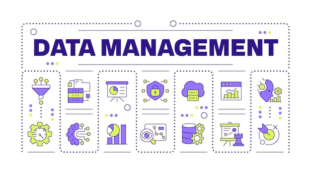 Vector data management word concept isolated on white