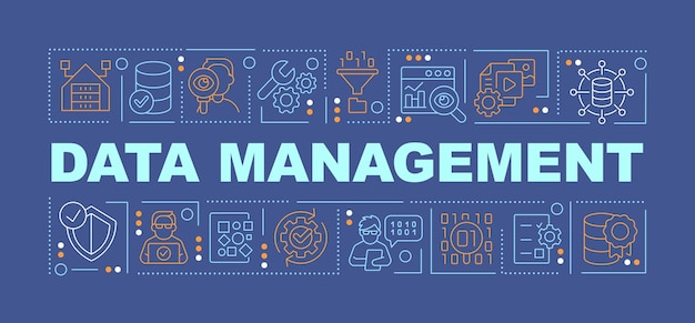 Vector data management word concepts dark blue banner