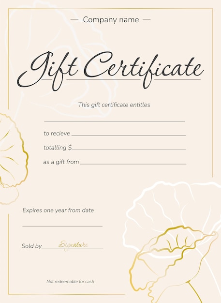 Vector elegante gift certificate for women gift voucher for spa shops salons
