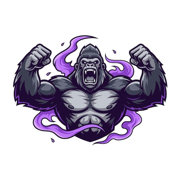 Vector intimidating silverback gorilla mascot showing strength