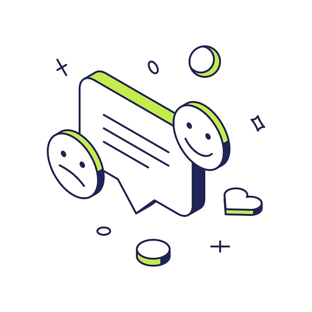 Vector positive negative comments customers feedback brand quality satisfaction evaluation isometric vector
