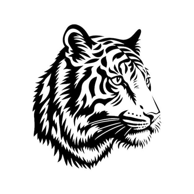 Vector tiger head vector illustration on a white background vintage tiger illustration