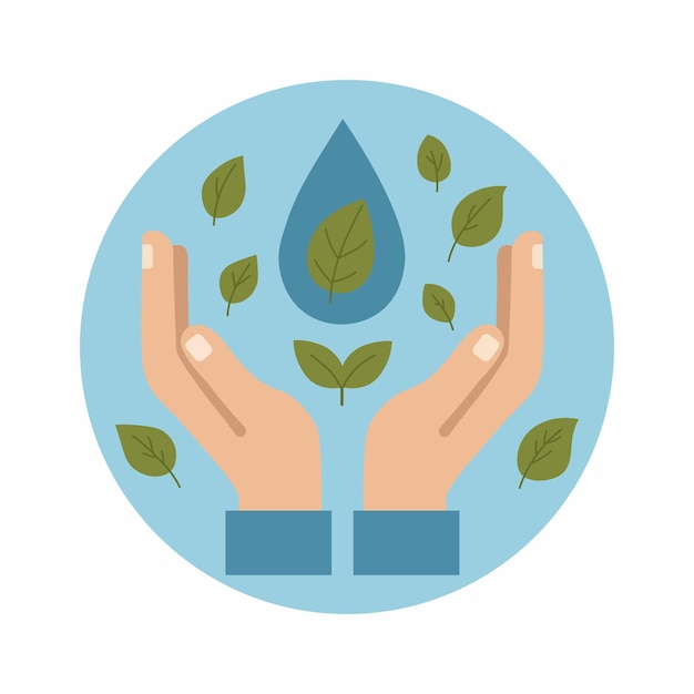 Vector water conservation and nature care