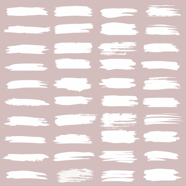 Vector white paintbrush strokes on a blush pink background for creative design elements