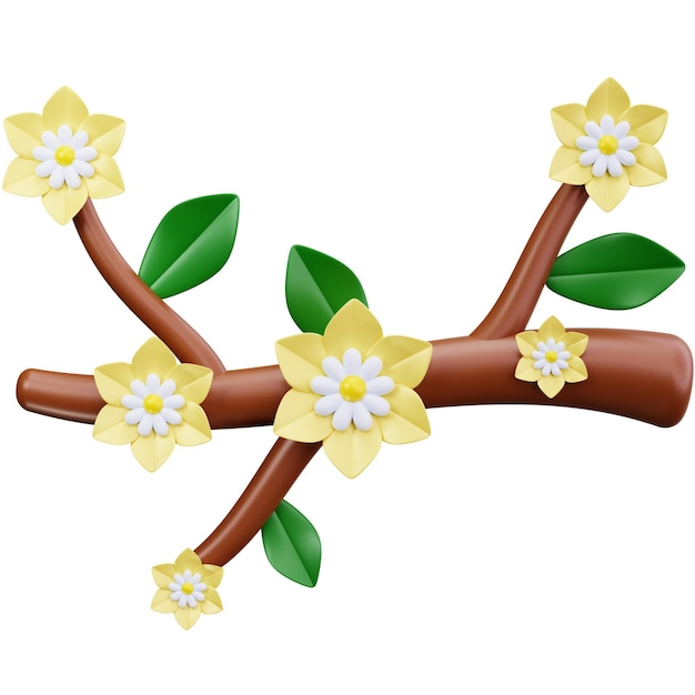 PSD spring blossom branch 3d render