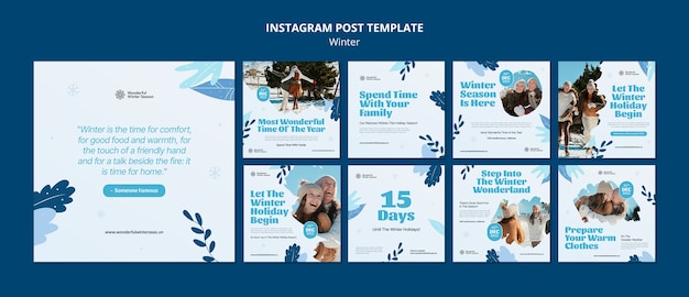 PSD gratuito plantilla de invierno de diseño plano
