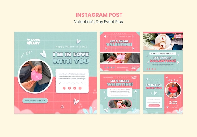 PSD gratuito publicaciones de instagram de celebración del día de san valentín