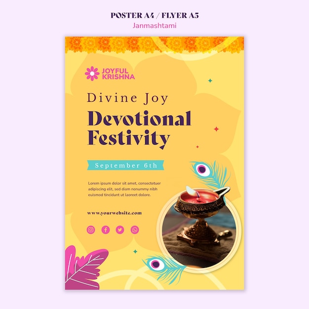 PSD grátis design de modelo de janmashtami