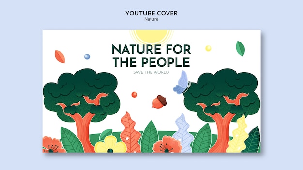 Miễn phí PSD ảnh bìa youtube giải cứu thiên nhiên vẽ tay