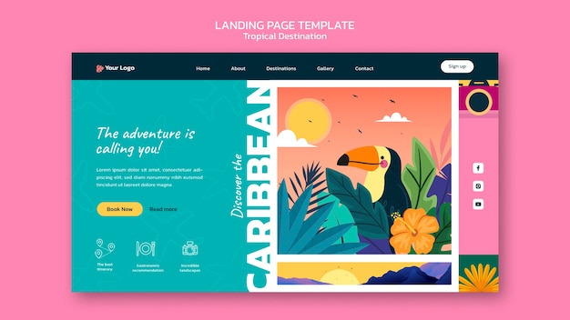 Miễn phí PSD mẫu trang đích điểm đến du lịch vùng caribbean