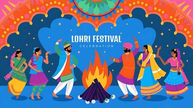 PSD desenho de cartaz do festival de lohri