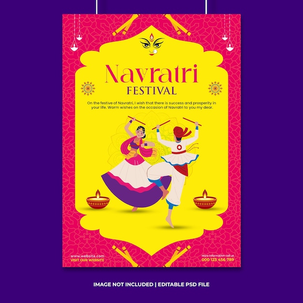 PSD flyer de celebração do festival navratri
