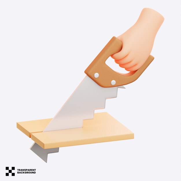PSD ilustrasi 3d gergaji kayu