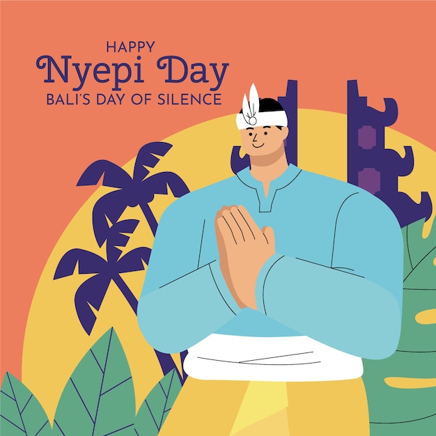 Vector hình ảnh minh họa nyepi phẳng
