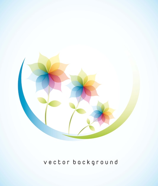 Vector hoa đầy màu sắc trên nền xanh. minh họa vector