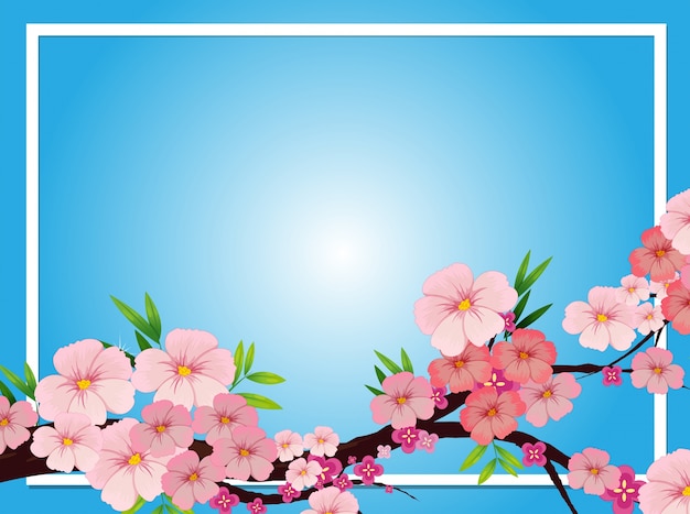 Vector mẫu viền với hoa anh đào hồng