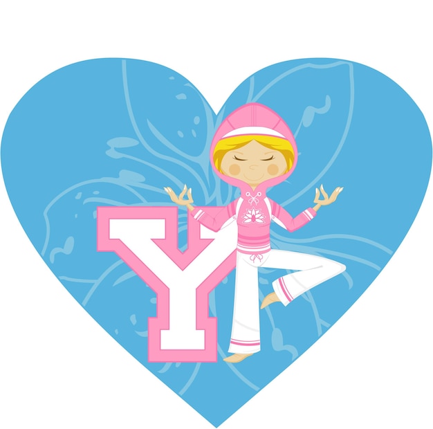 Vector y là viết tắt của yoga girl wearing hooded top alphabet learning illustration